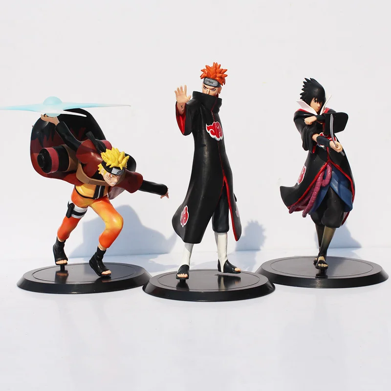 

Anime Uzumaki Naruto + Pain + Uchiha Sasuke PVC Action Figure Model Toys 3pcs/set Retail Free Shipping