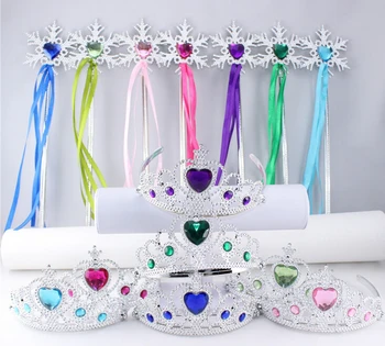

Snowflake ribbon wands crown set fairy wand girls Christmas party snowflake gem sticks magic wands headwear props decoration