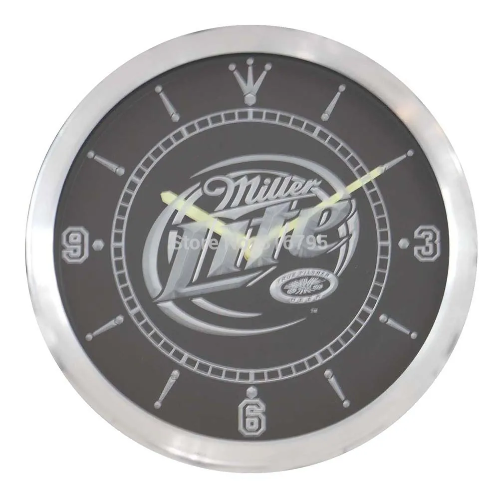 Nc0093 Miller Lite/Пиво бар неоновый светильник светодиодный настенные часы|wall clock|led wall