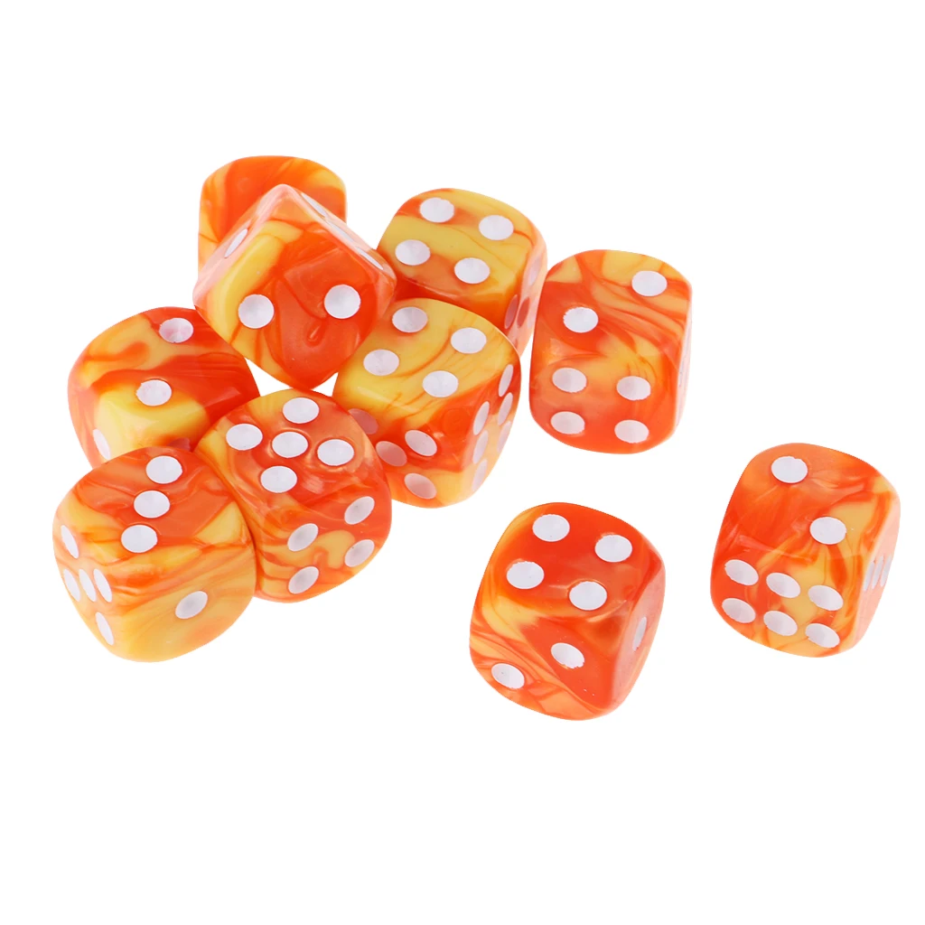 MagiDeal 10pcs 6-Sided Dice Set Bright Colors 16 mm Dice Game Multi-Sided Dice for Board Games Casino Gifts Teaching