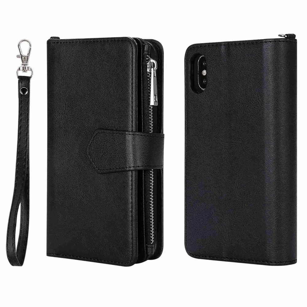 Zipper style pu leather phone case for iphone 6 6s 7 8 9 X plus phone ...