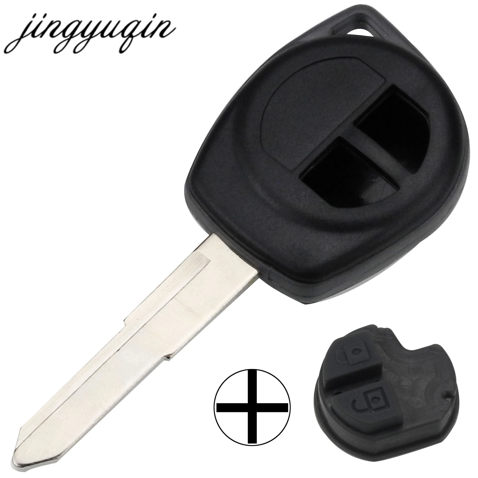 

jingyuqin 2 Buttons Remote Car Key Case Shell Fob Housing For Suzuki grand vitara SWIFT HU133R SZ11R blade+Rubber Button Pad