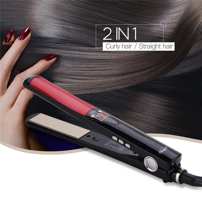 

Hair Straightener 2 in 1 Ultra-Thin Hair Iron with LED Display Professional Curling Iron with Temperature Adjusted 80-240℃ MCH