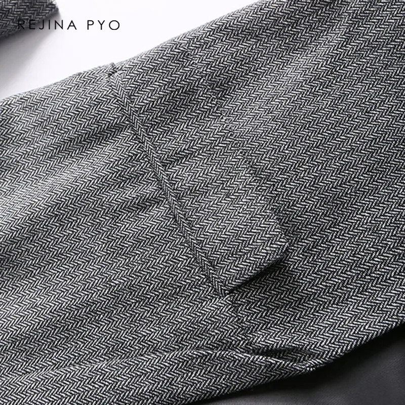 REJINAPYO для женщин модные однотонные Открыть стежка Блейзер Пальто три четверти рукав офисные женские туфли повседневное прямой блейзер