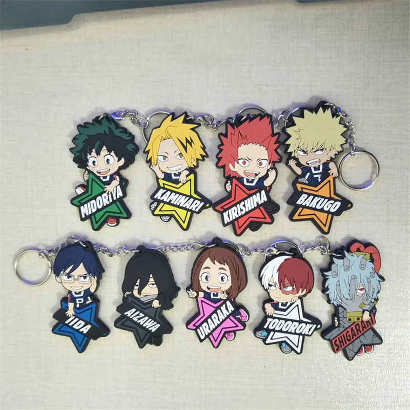 

Bouble sided Anime Cartoon My Hero Academia PVC Keychain Car key chain Pendant Toy 2 Sides