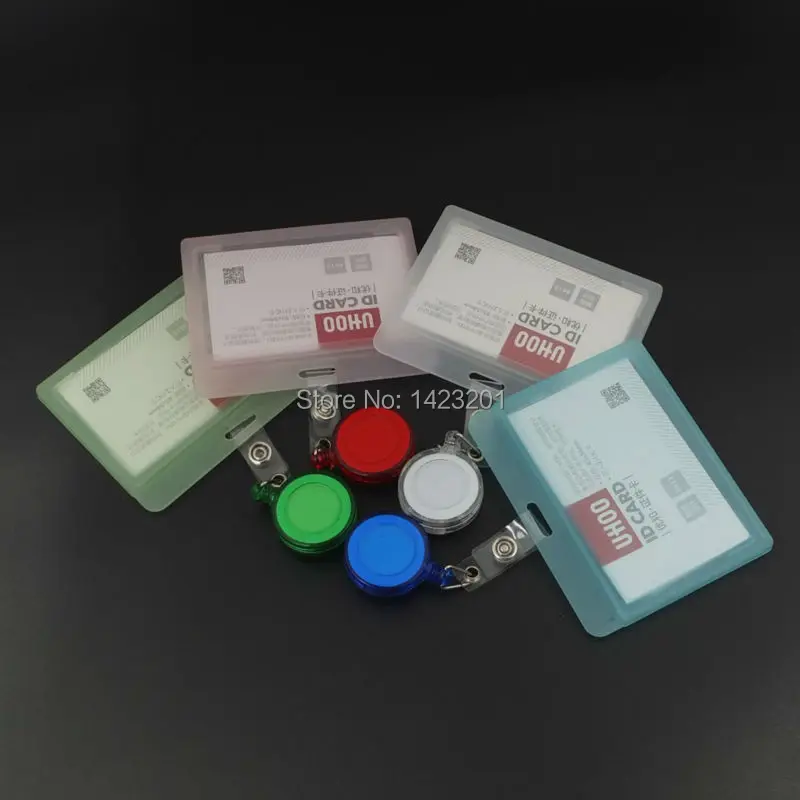 

5 Pcs / Lot Hard ID Card Badge Holder + Reel Retractable YOYO Lanyard Credit Horizontal