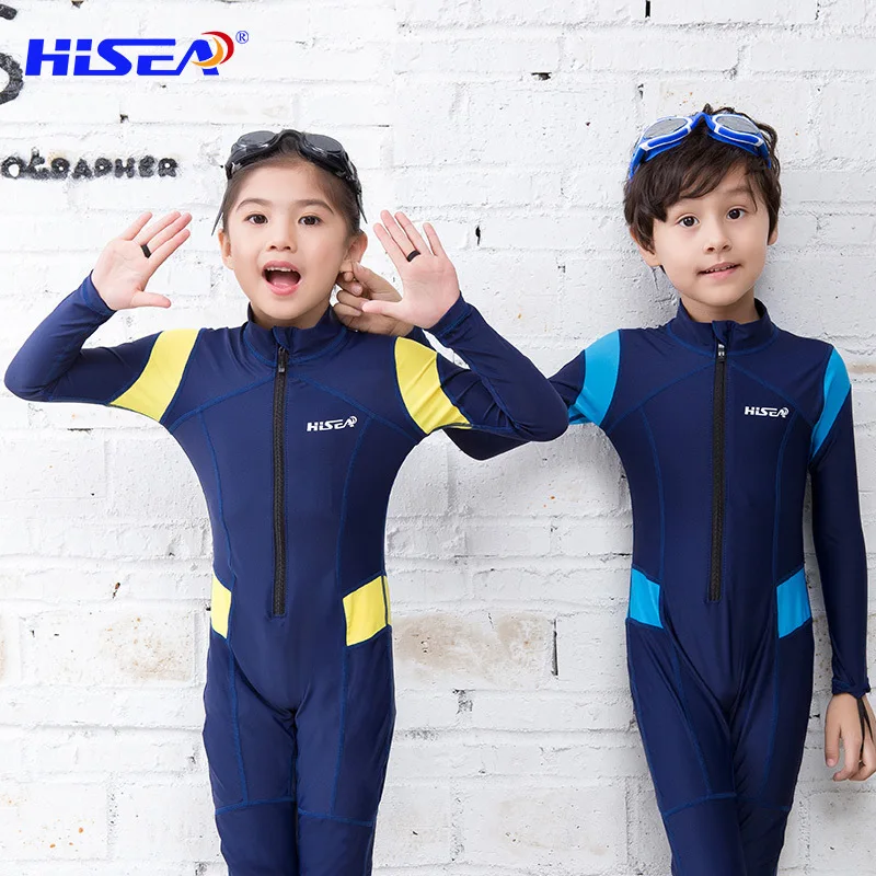 Hisea seac/Детский Гидрокостюм из лайкры, Рашгард, одежда для серфинга, Солнцезащитный купальник, теплый детский купальник