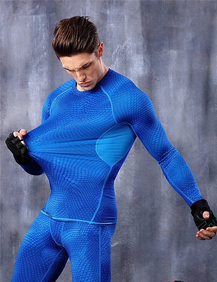 

New Winter Thermal Men's Suits Quick Dry Tight Underwear Fitness Leggings Long Sleeve Compression High Wicking Clothing Set