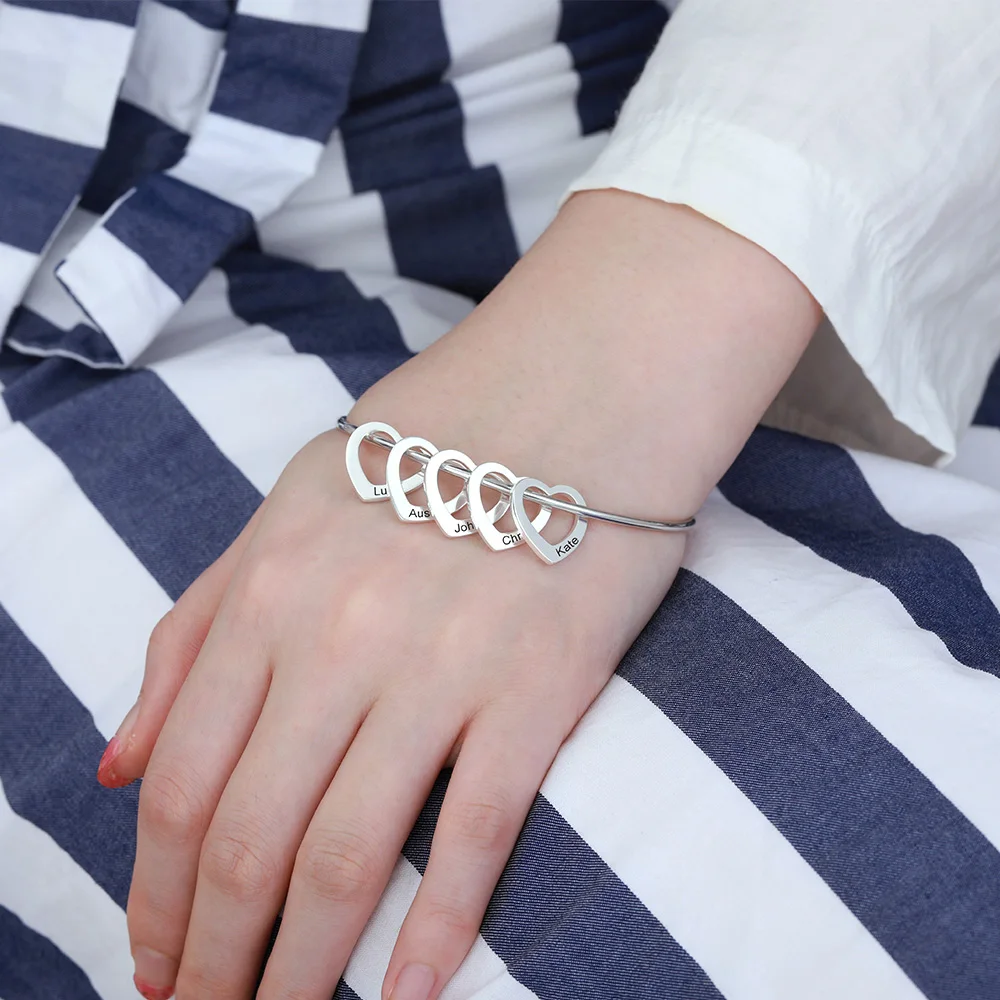 AILIN персонализированные имя браслеты для женщин ювелирные изделия стерлингового серебра на заказ сердце кулон табличка браслет
