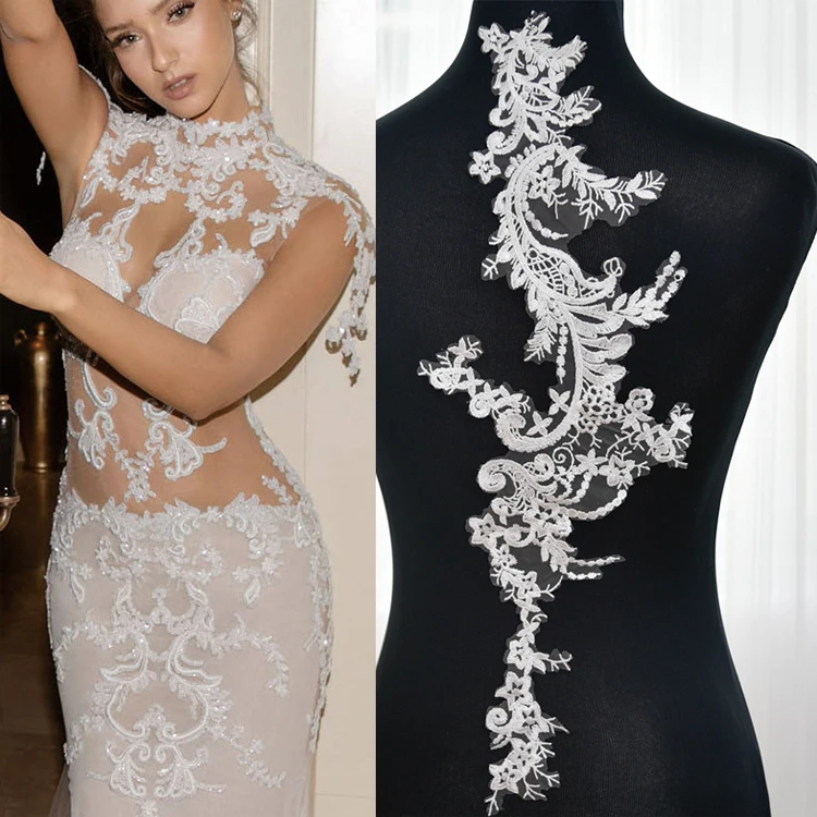 

2pieces Upscale Boutique Wedding Patch Lace Wedding Dress Applique DIY Bridal Headdress Lace Collar Lace Fabric