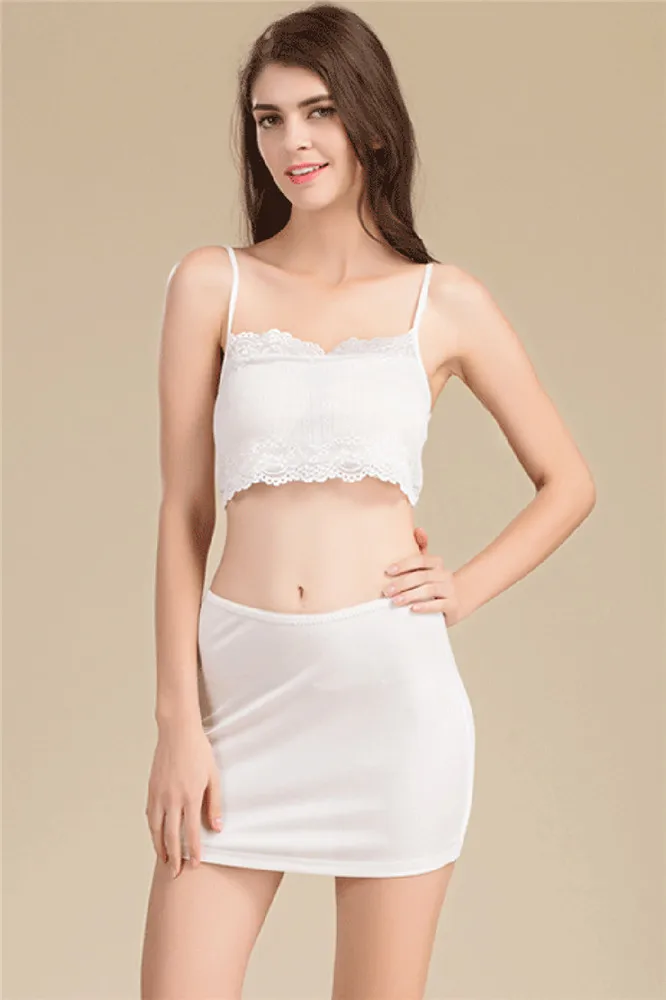 Черный, белый цвет для женщин интимные пикантные половина Slip Underdress Нижняя юбка мини нижнее бельё для девочек белье - Цвет: White