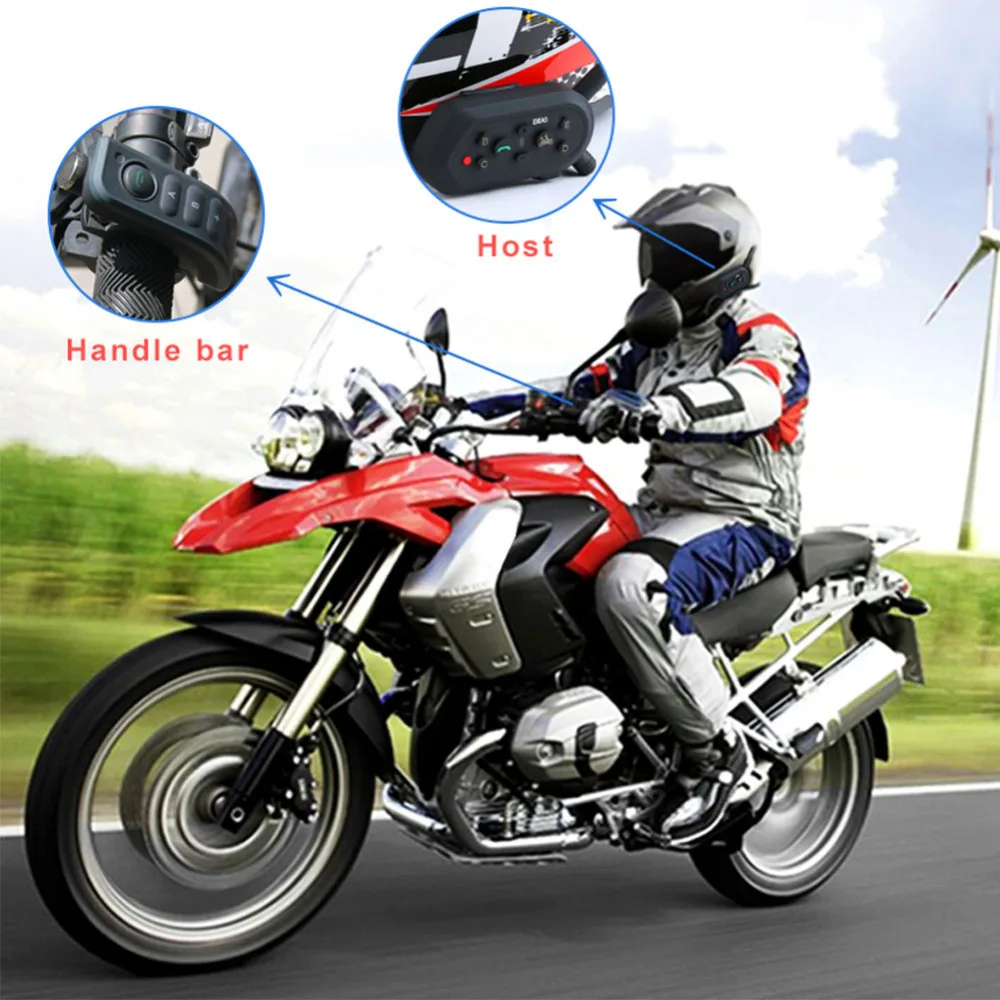 Preise 1200M EJEAS E6 Plus Motorrad Intercom Communicator Bluetooth Helm Sprech Headsets VOX mit Fernbedienung für 6 Fahrer