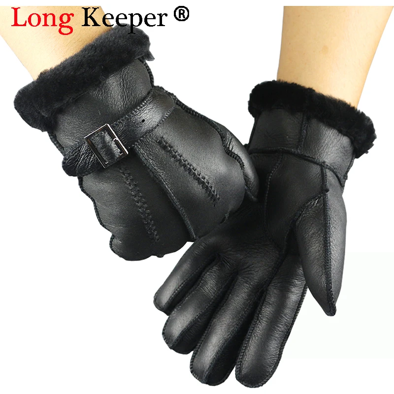 

Men's Genuine Leather Gloves Black Touch Screen Gloves Fashion Brand Winter Warm Mittens New Man Gym Luvas Car Driving Mittens