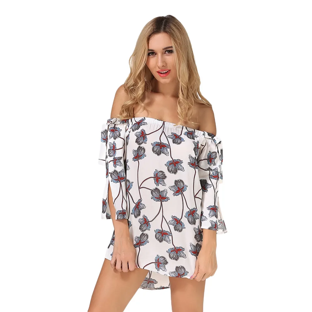 Buy Kenancy Floral Print Dress Women Off The Shoulder