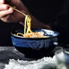 Японская глазурованная керамическая миска для лапши, миска для риса, миска для рамен для семейного ресторана, быстрая миска для фруктового ... ► Фото 2/5