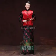Costume de Danse folklorique chinois, longue robe rouge, ancien costume, tang