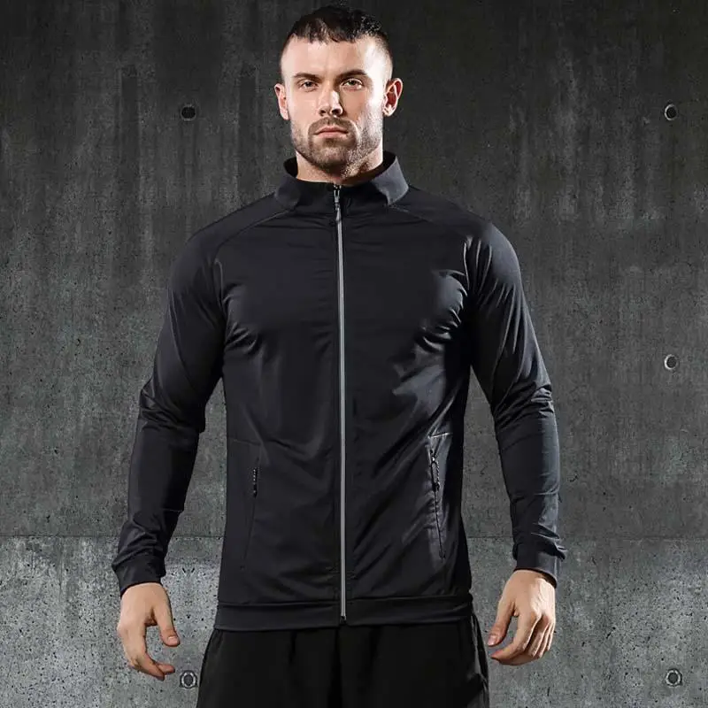 

Spring Autumn Men Causal Sports Jackets Stretchy Quick Dry Running Jogging Windbreakers Fitness Gym Training Coat Reflective