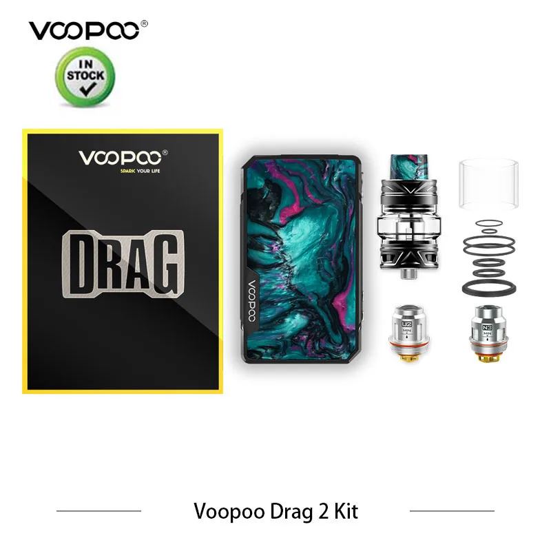 

Original Electronic Cigarette Voopoo Drag 2 TC Kit 177W Drag 2 Box MOD Vape With Uforce T2 Sub Ohm Tank U2 N3 Coil Vaporizer