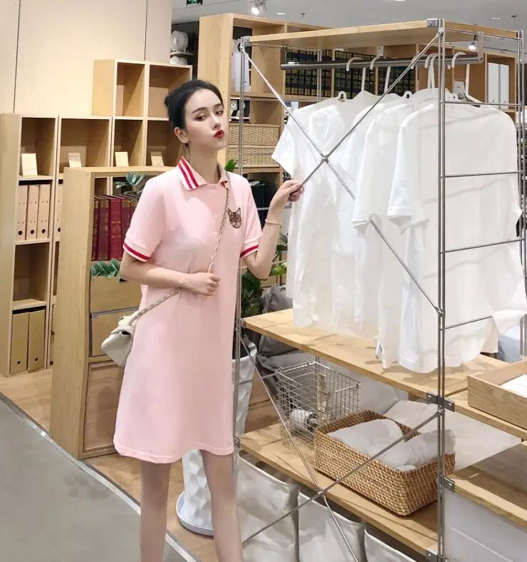 summer cartoon cat embroidery letter Loose dress Dresses