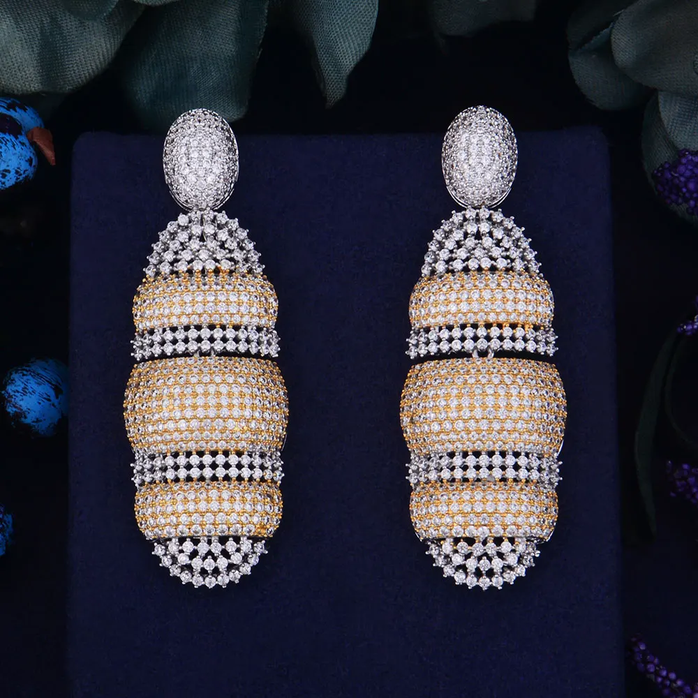 

GODKI 64mm Luxury Popular Luxury Oval Shape Full Mirco Paved Crystal Zircon Naija Wedding Earring Fashion Jewelry for Women