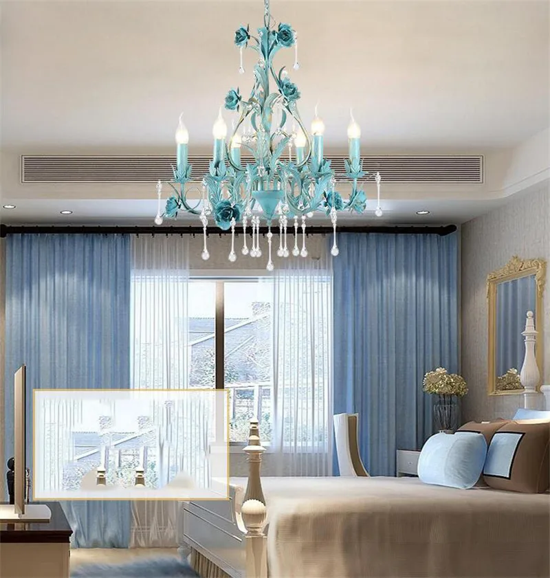 Luxury crystal blue pendant light (14)