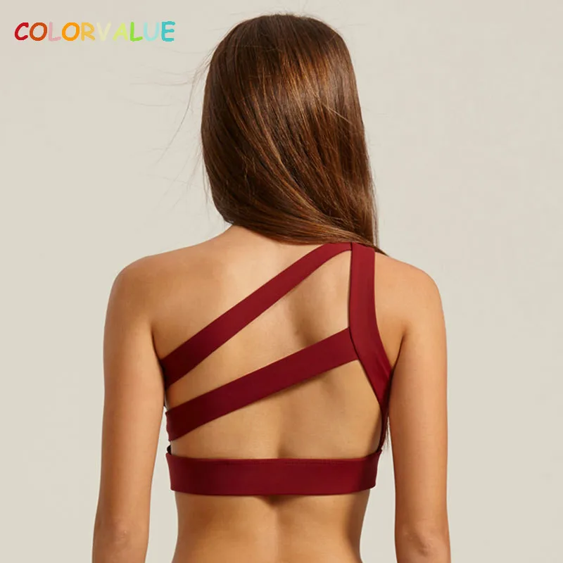 Najtaniej Colorvalue Sexy Off na ramię biustonosz sportowy kobiet Anti pot usztywniany biustonosz do jogi w połowie wsparcie siłownia biustonosz sportowy sportowe siatki biustonosz sportowy top