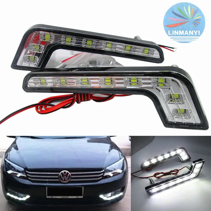 2 шт. подсвеченные дневные ходовые огни L-типа 5050 8SMD 8LED 6000K 12 В постоянного тока