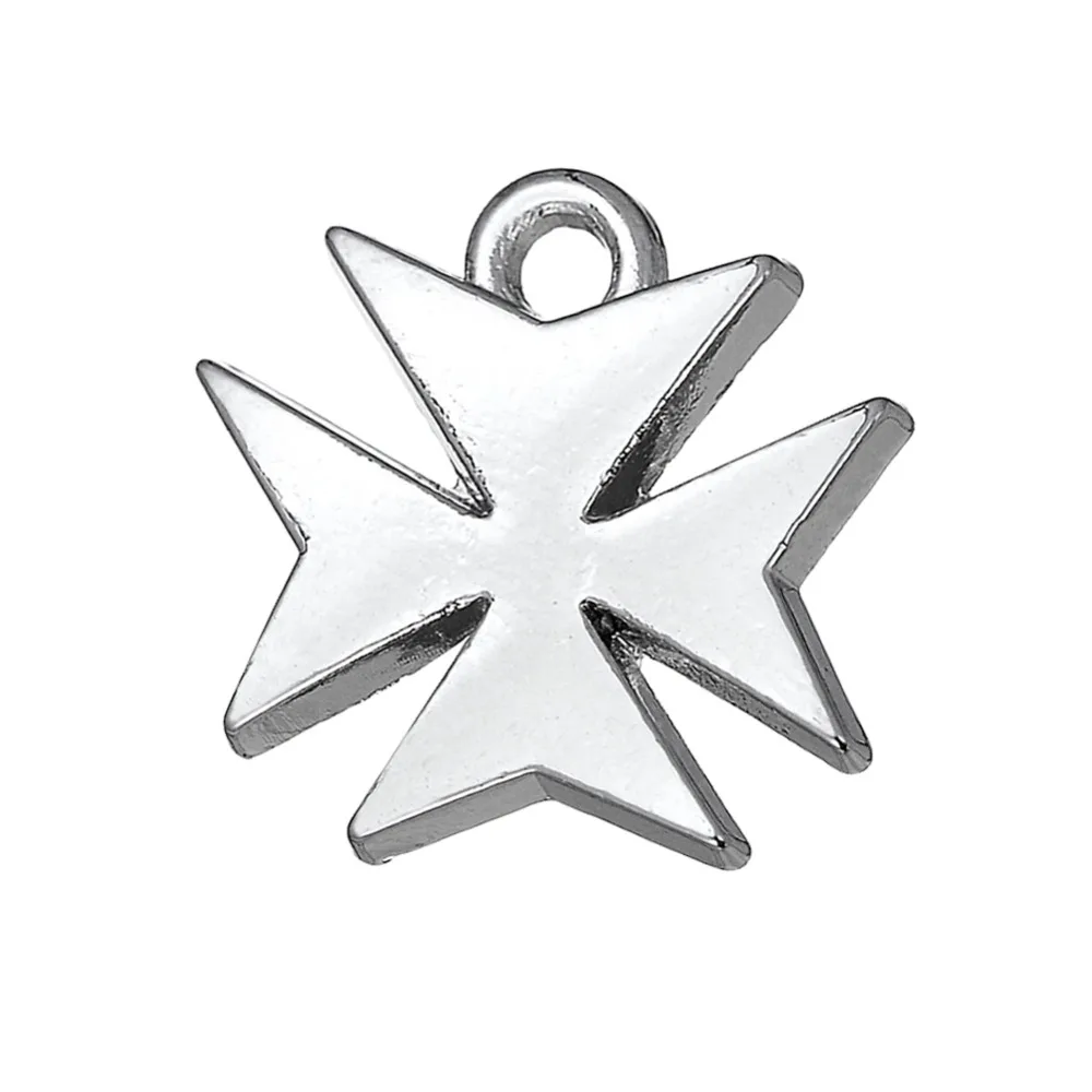 

my shape 30pcs hot sales maltese cross religious charms zinc alloy plating rhodium lead free nickel free for diy jewelry