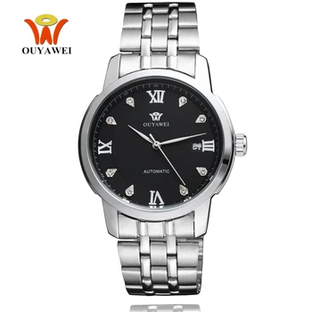 

Top Sale OYW New Mechanical Self Wind Men Watch relogio masculino Black Dial Full Steel Band Fashion Dress Wristwatch Gifts