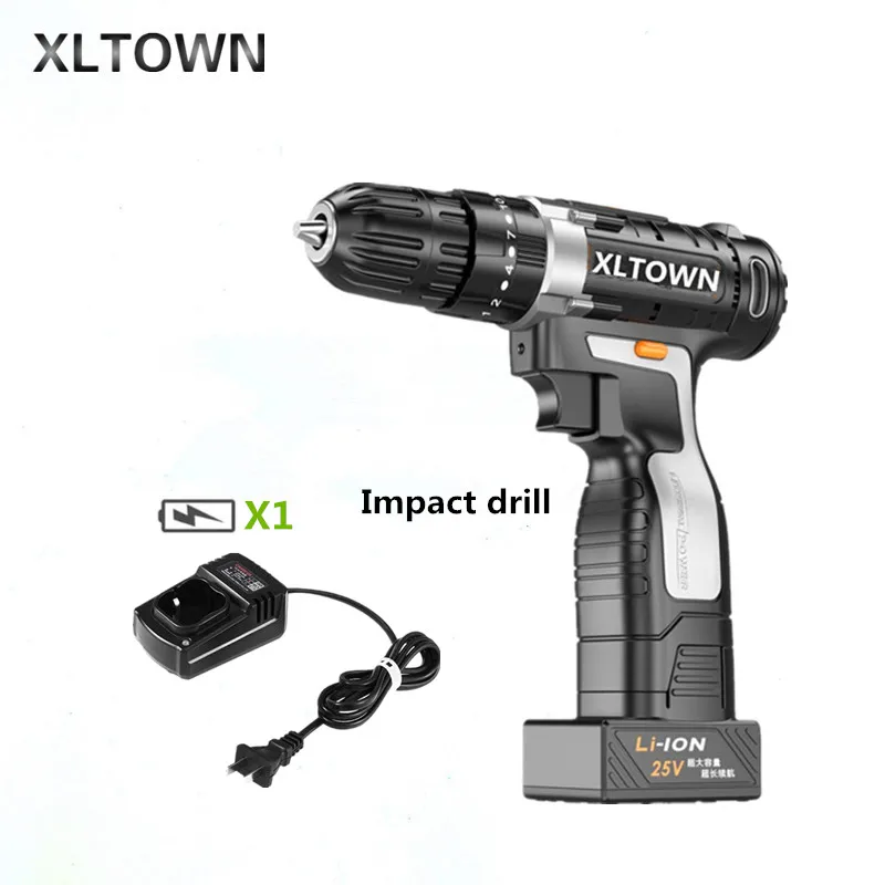XLTOWN 25v Impact Drill Multifunction Electric Screwdriver Rechargeable Lithium Battery Hand Drill Household power tools XLTOWN 25v Impact Drill Multifunction Electric Screwdriver Rechargeable Lithium Battery Hand Drill Household power tools