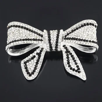

Utei Jewelry Silver Color Alloy Sparkling Austria Crystals Large Bowknot Brooch Fashion Diamante Bowtie Scarf Pin For Women