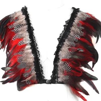 

Feather Epaulettes Angel Wings For Women Burning Man Adjust Body Harness Cage Bra Wedding Party Dance Rave Wear Halloween