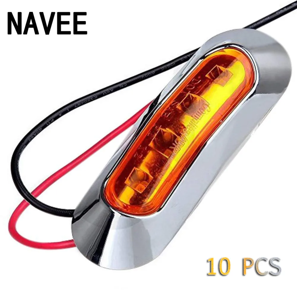 

10pc 4Led Car Side Marker Lights 10-30V External Light Clearance Marker Turn Indicators Light Truck Tail Trailer Lamp