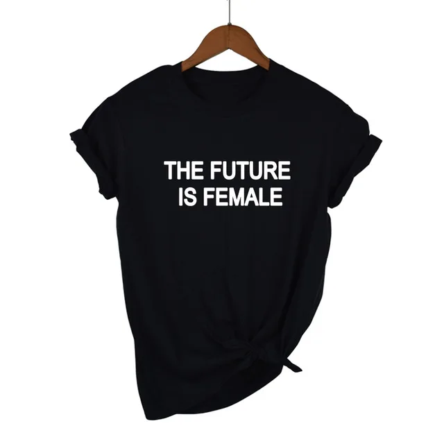 THE FUTURE-женская футболка с принтом из хлопка, Женская Повседневная футболка с коротким рукавом для женщин, летняя футболка с круглым вырезом - Цвет: Black