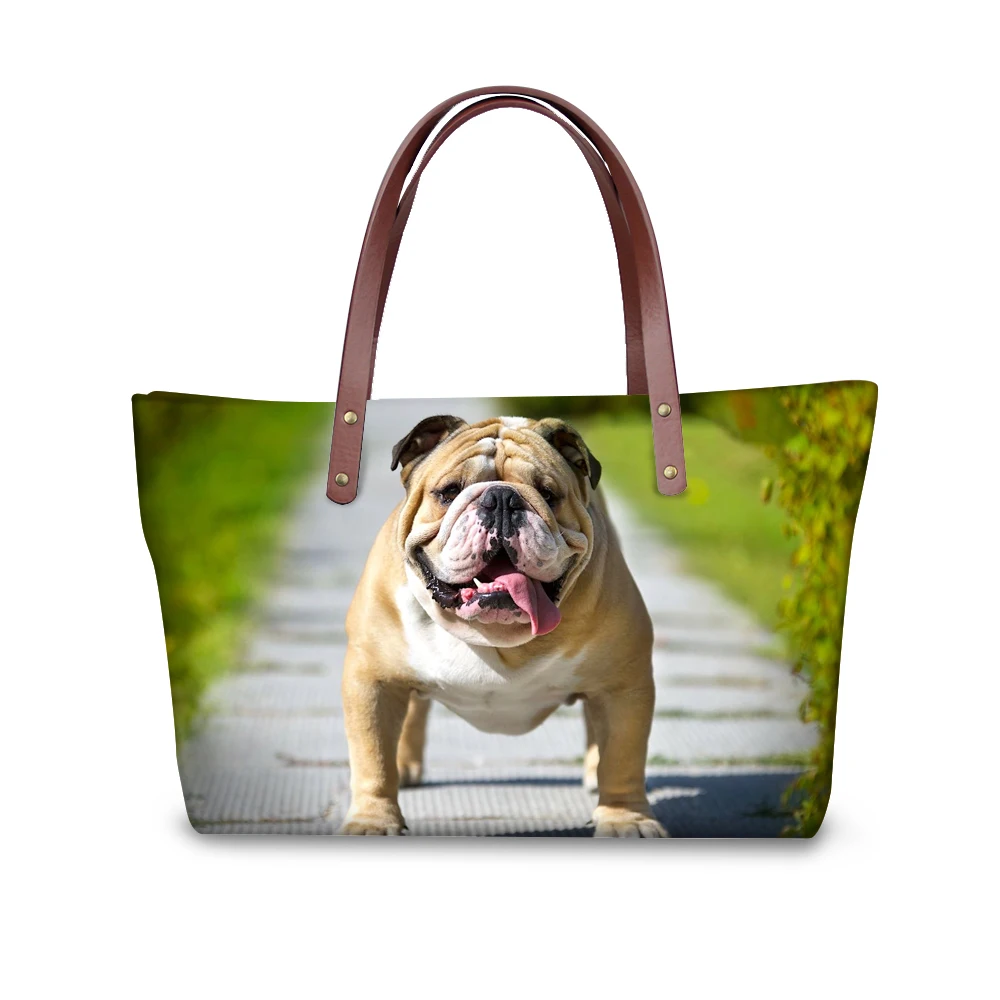 

2018 Funny 3D Bulldog Women Handbag Animal Prints Woman Bags Shoulder Cross-body Bag Large Beach Tote Feminine Bolsa