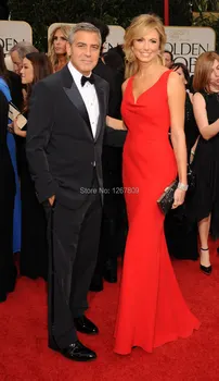 

Latest Style Sexy Mermaid V-Neck Backless Bow Long Red Carpet Golden Globe Chiffon Evening Gowns Celebrity Dresses