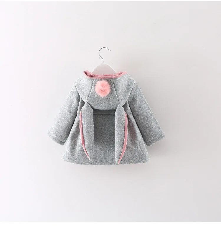 Осенне-весенняя куртка для малышей пальто для девочек толстовки с заячьими ушками для малышей хлопковые топы, верхняя одежда для детей от 0 до 3 лет детская мягкая домашняя одежда