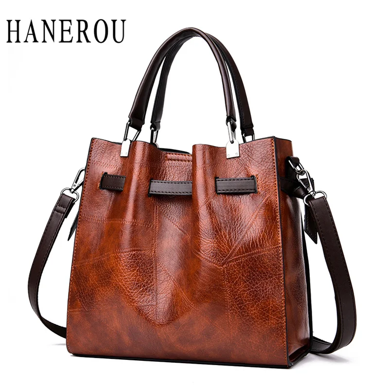 

HANEROU Retro Women Handbags High Quality Ladies Shoulder Bags Fashion Large Capacity Female Totes Luxurious Solid Bag 5 Colors