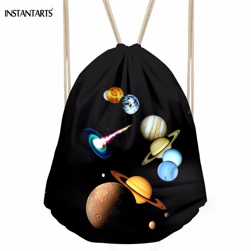 INSTANTARTS 3D галактика/космический Принт Мальчики Девочки мешки с кулиской модные рюкзаки для подростка дети хранения Softback школьный