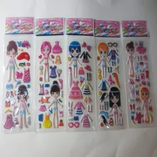6 Sheets Princess Dress bubble stickers Cute DIY Stickers Lovely Girls Dress up Girl Changing Clothes
