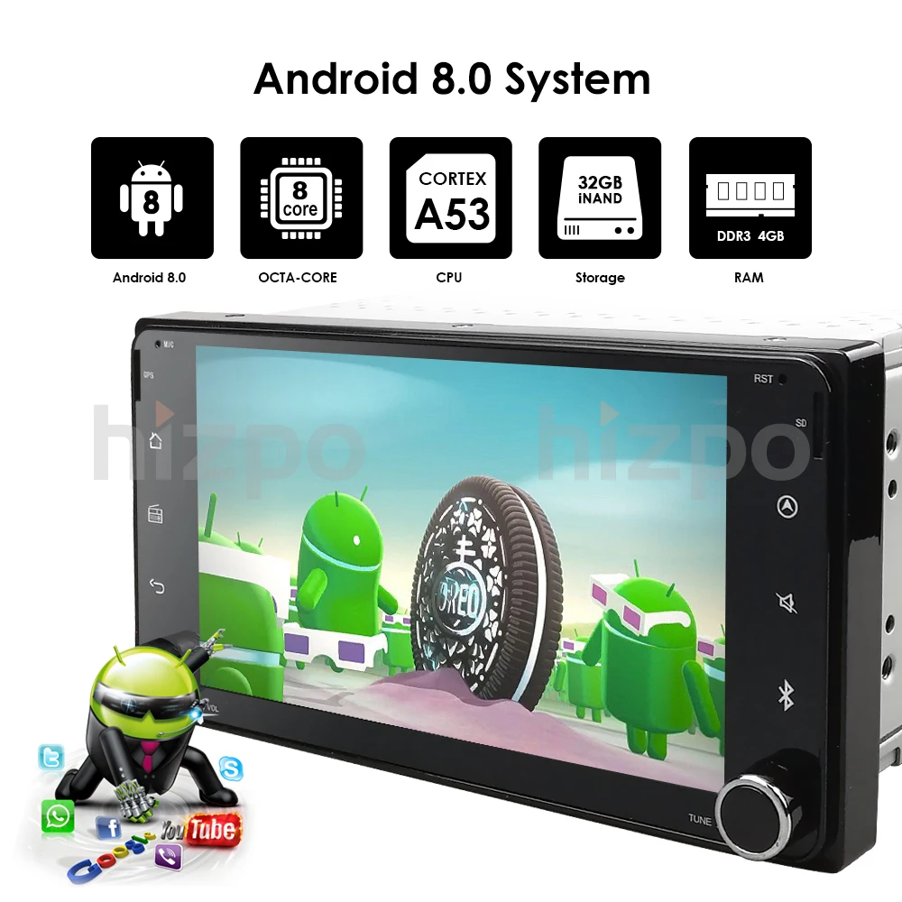 Cheap 7"2Din Octa-Core Android8.0 Car Stereo Radio for Toyota Hilux Corolla Camry Prado FJ HIACE Mirror Link WIFI 4G DVD Player+Camera 5