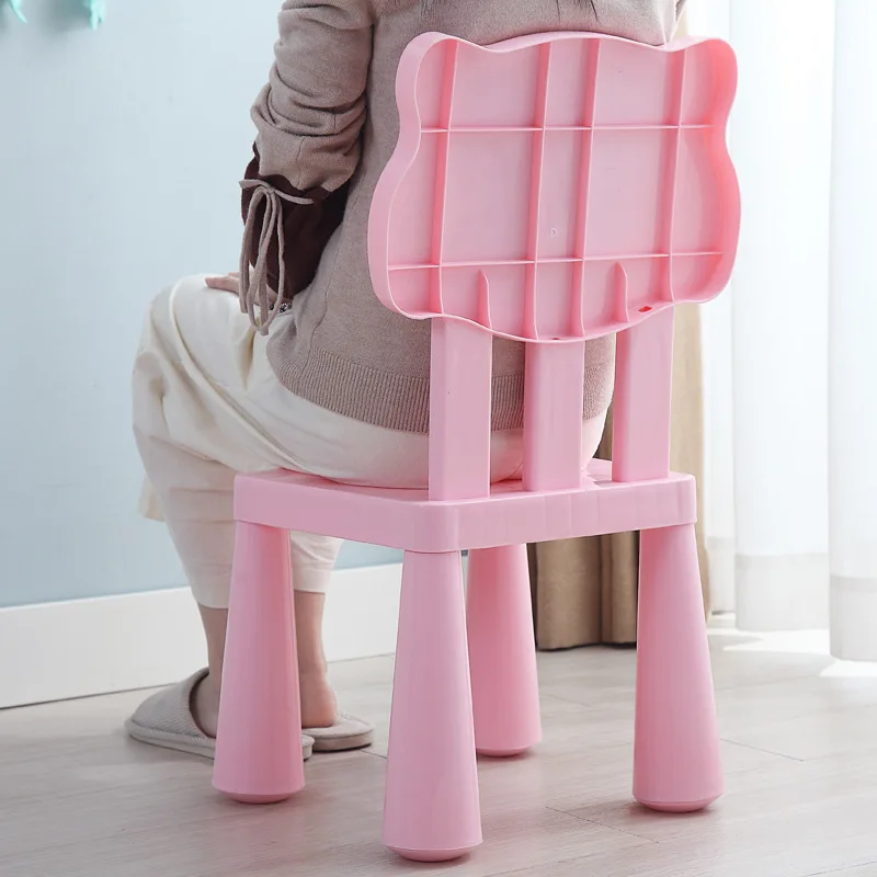 Children Plastic Chair Kindergarten Combined Chair Baby Safe Plastic Back Kids Furniture Pink