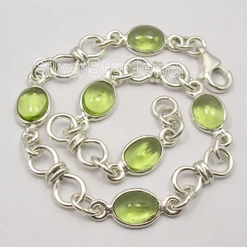 

Chanti International Pure GREEN PERIDOT STONES MADE IN INDIA KNOT Bracelet 8 Inches BIJOUX