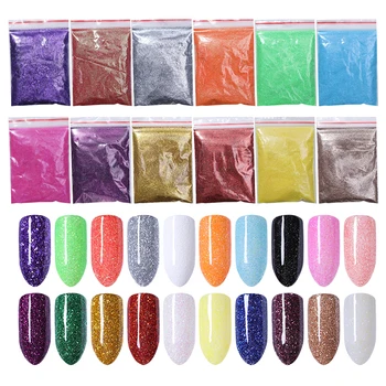 

1 Bag 5g Nail Powder Glitter Purple Green Gold Colorful Nail Chrome Pigment DIY Nail Art Decorations Accessories