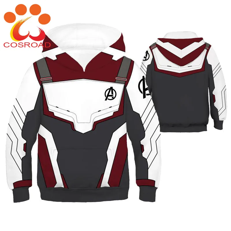 Cosroad Avengers 4 Endgame Quantum Realm Kids Hoodies Cosplay Costume children Zipper Coat Sweatshirts Spring Boy Girl Jacket