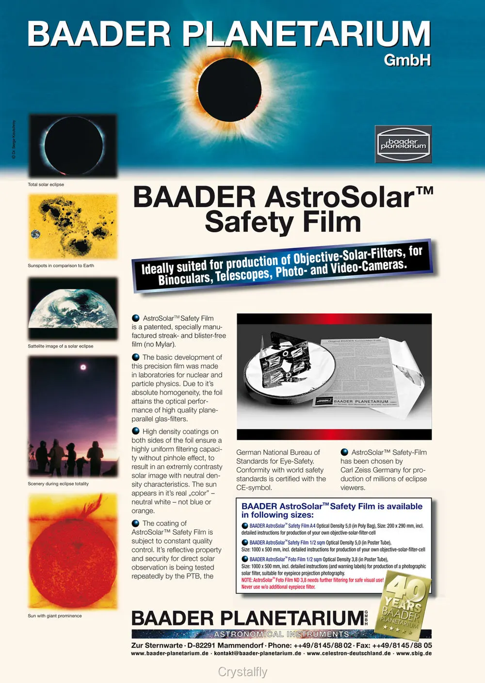 Brand New Baader AstroSolar Safty Film 15X15cm Optical Density 5.0 
