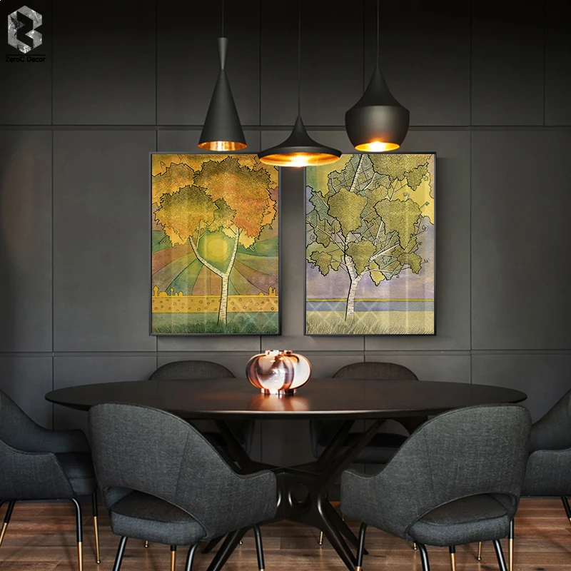 

Abstract Wall Art Canvas Painting Vintage Posters and Prints Tree Wall Picture for Living Room Decoration