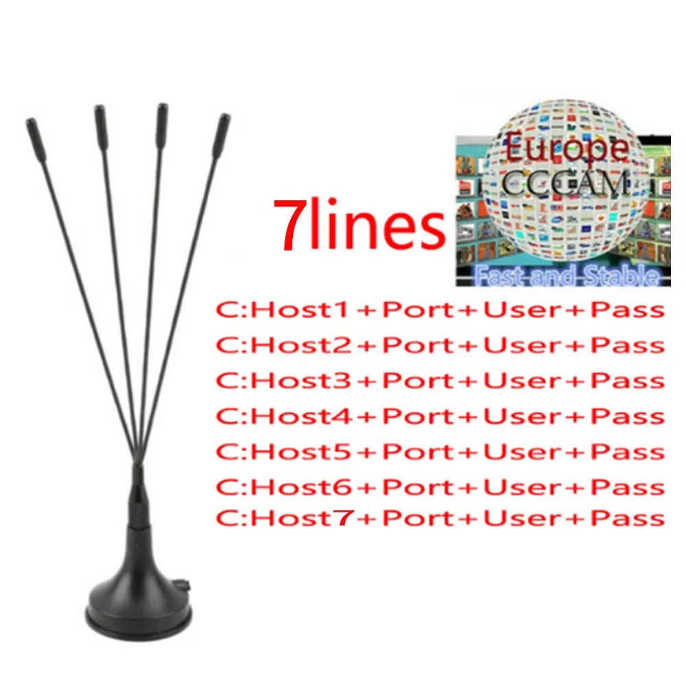 

1 Year CCcams Europe 7 lines Card sharingServer Samsat Starsat Satellite TV Receiver via usb wifi