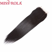 Miss Rola волосы бразильские прямые волосы человеческие волосы 130% швейцарские 4*4 Кружева закрытие натуральный черный 10-20 дюйм(ов) не реми волосы