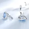 UMCHO Luxury Rectangle Created Sky Blue Topaz Clip Earrings Solid 925 Sterling Silver Gemstone Earrings For Women Fine Jewelry ► Photo 3/5